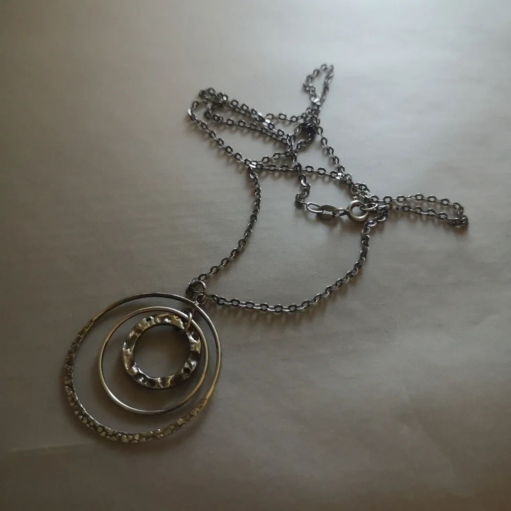 Textured triple ring 925 necklace